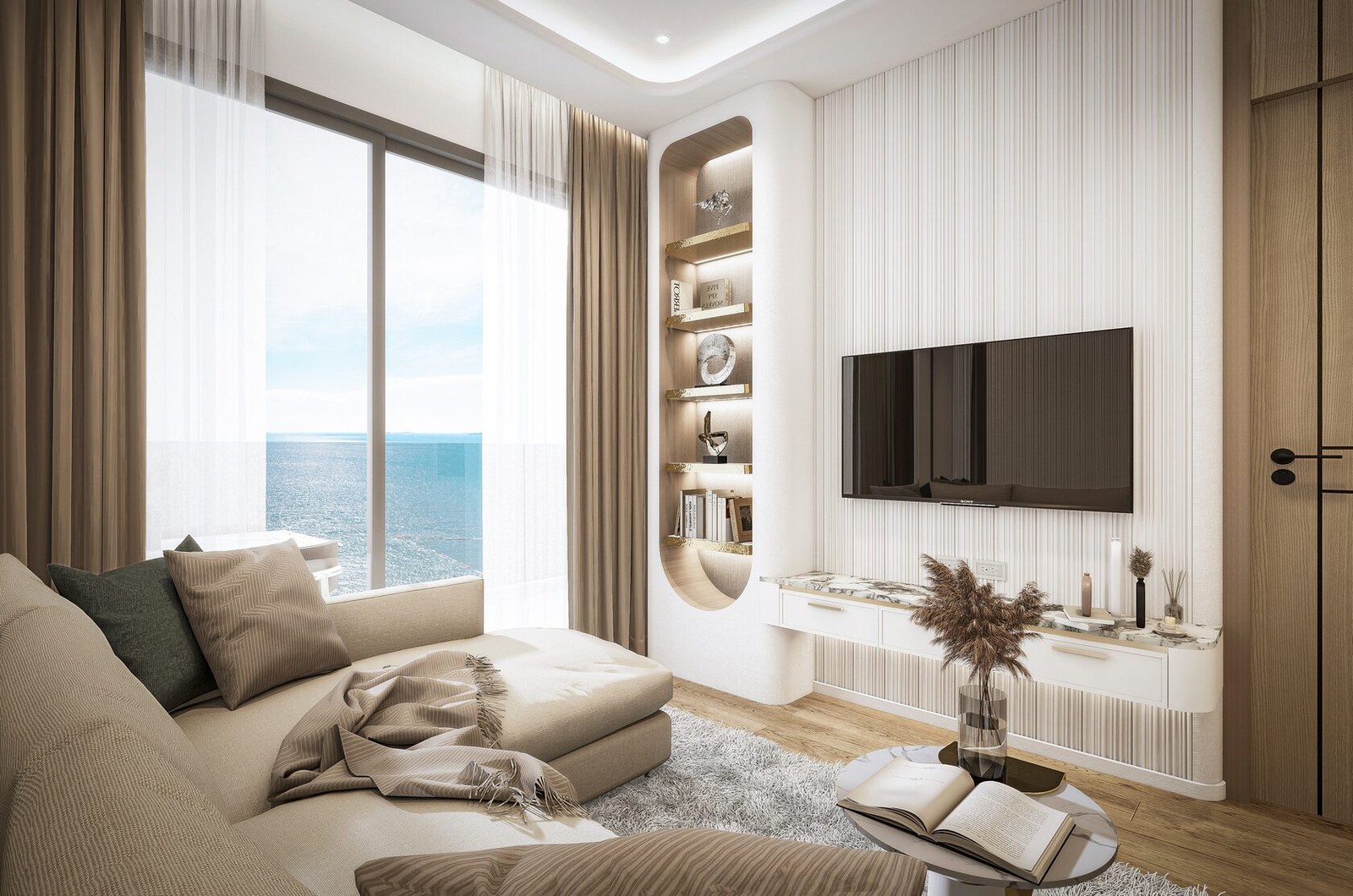 Seaspire — living room with sea view